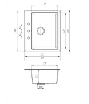 Кухонная мойка Romzha Patrat Seda (602) RO44537
