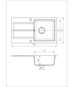 Кухонная мойка Romzha Quadro Piesok (301) 780х435 мм (RO48679)