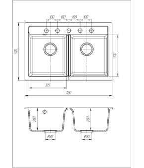 Кухонная мойка Romzha Valuri 78-2D Maro (801) RO43475