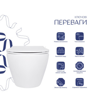 Унітаз підвісний Qtap Jay безободковий Ultra Quiet з сидінням Soft-close QT07335177W