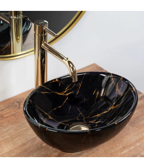 Умывальник Rea Sofia 27x35 mini black marble shine (REA-U6963)
