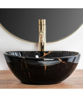 Умывальник Rea Sofia 27x35 mini black marble shine (REA-U6963)