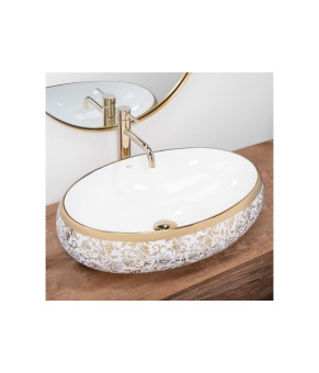 Умивальник Rea Meryl 60x40,5 white-gold (REA-U5054)