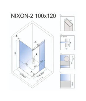 Душова кабіна Rea NIXON 100х120 L REA-K5014 + REA-K5002