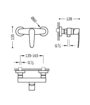Змішувач для душу TRES FLAT 20416701