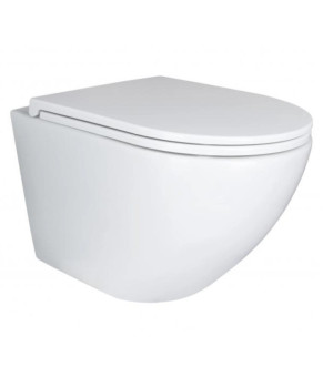 Комплект: Qtap Robin Ultra Quiet унітаз підвісний QT1333046EUQW + Nest комплект інсталяції 4в1 (кругла клавіша Satin) QT0133M425 + QT0111M11111SAT