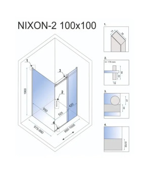 Душова кабіна Rea NIXON 100х100 L REA-K5014 + REA-K5012