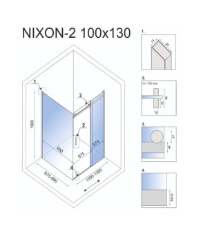 Душова кабіна Rea NIXON 100х130 L REA-K5014 + REA-K5004