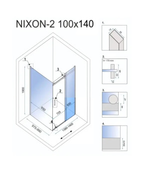 Душова кабіна Rea NIXON 100х140 L REA-K5014 + REA-K5006