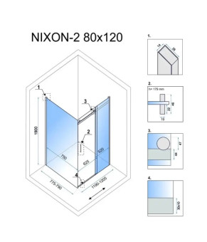 Душова кабіна Rea NIXON 80х120 L REA-K5010 + REA-K5002