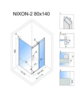 Душова кабіна Rea NIXON 80х140 L REA-K5010 + REA-K5006