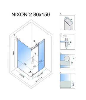 Душова кабіна Rea NIXON 80х150 L REA-K5010 + REA-K5008