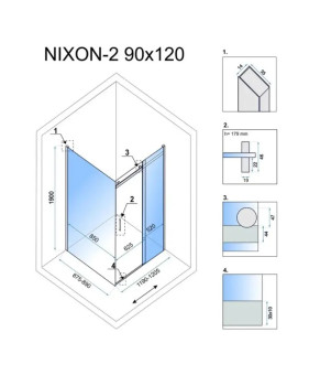 Душова кабіна Rea NIXON 90х120 L REA-K5011 + REA-K5002