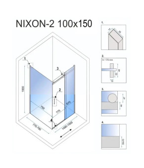 Душова кабіна Rea NIXON 100х150 P REA-K5014 + REA-K5009