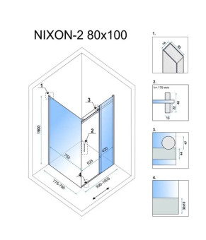 Душова кабіна Rea NIXON 80х100 P REA-K5010 + REA-K7440
