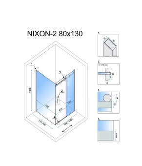 Душова кабіна Rea NIXON 80х130 P REA-K5010 + REA-K5005