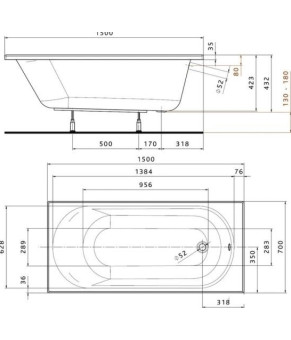 Ванна акриловая Kolo Opal Plus 150x70 XWP135000N