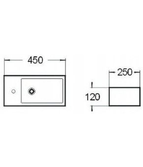Умивальник MEXEN INEZ 450x250x120мм правосторонній MEX-21434500R