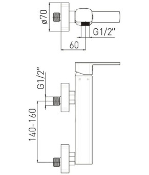 Змішувач для душу VOLLE SOTA 35 мм, cromo 1538.100101
