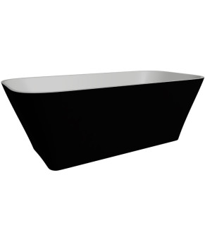 Ванна окремостояча глянцева Amidicon Atlant 150х75 чорна з литого каменю ATLANT_150_BLACK_HL