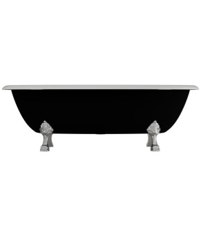 Ванна окремостояча матова Amidicon Olimpia 180х90 чорна з литого каменю срібні ніжки OLIMPIA_180_nizhk