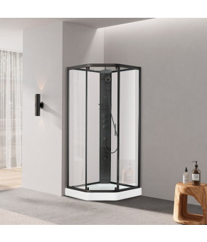 Душевая кабина с поддоном DUSEL GLARE Black Matt 900x900x2100 стекло прозрачное 559002