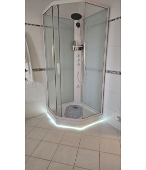 Душевой бокс DUSEL GLARE White Matt 90x90x210 стекло прозрачное, профиль белый, без крыши 559003