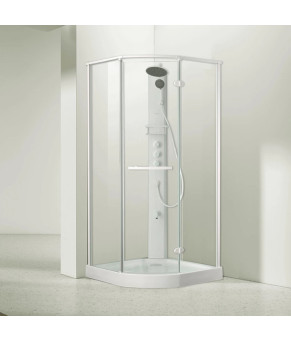 Душевой бокс DUSEL AVENUE White Matt 95x95x210 стекло прозрачное, профиль белый 558003
