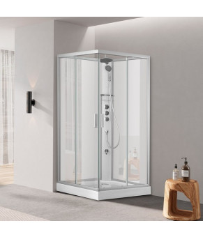 Душевой бокс DUSEL HIKE Satin 90x90x210 стекло прозрачное, профиль сатин 551002