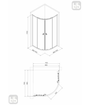 Душова кабіна Volle CADIZ 90-R 90x90х190см хром, прозоре (1039.114501)