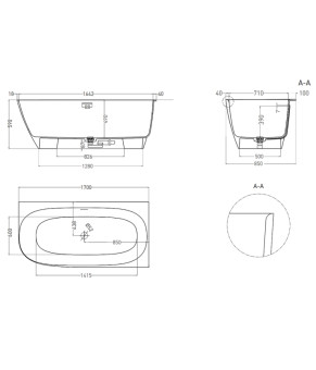 Ванна Salini SOFIA  Corner R S-Stone 1650*750*600 правосторонняя