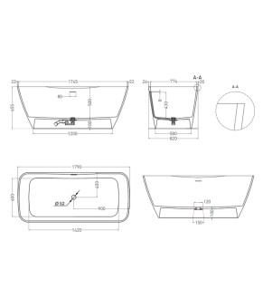 Ванна Salini AGATHA 1800*800*660