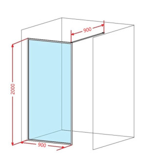Душевая стенка DUSEL Walk-In WL171 Chrome 900*2000 (8мм)