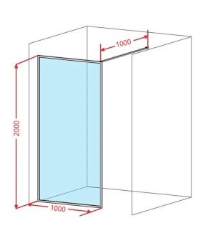 Душевая стенка DUSEL Walk-In WL171B Black Matt 1000*2000 (8мм)