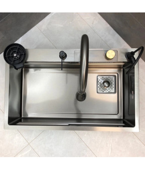 Кухонная мойка из нержавеющей стали Dusel DS51075-1NB 750*460*220 (Nano Black)