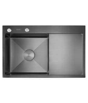 Мийка кухонна з нержавіючої сталі SS304 DS50778-2RNB 780*490*230 Right (Nano Black)