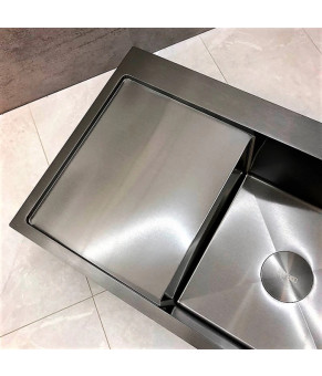 Мийка кухонна з нержавіючої сталі SS304 DS50778-2RNB 780*490*230 Right (Nano Black)