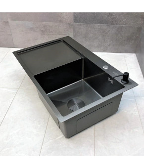 Мийка кухонна з нержавіючої сталі SS304 DS50778-2RNB 780*490*230 Right (Nano Black)