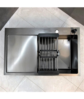 Мийка кухонна з нержавіючої сталі SS304 DS50778-2RNB 780*490*230 Right (Nano Black)