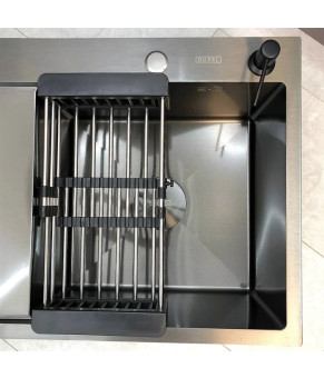 Мийка кухонна з нержавіючої сталі SS304 DS50778-2RNB 780*490*230 Right (Nano Black)