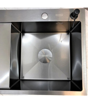 Мийка кухонна з нержавіючої сталі SS304 DS50778-2RNB 780*490*230 Right (Nano Black)