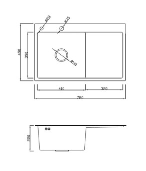 Кухонная мойка из нержавеющей стали Dusel DS50678-2RNG 780*490*230 Right (Nano Grey)