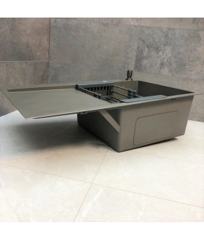 Кухонная мойка из нержавеющей стали Dusel DS50678-2RNG 780*490*230 Right (Nano Grey)