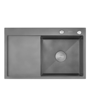Кухонная мойка из нержавеющей стали Dusel DS50678-1LNG 780*490*230 Left (Nano Grey)