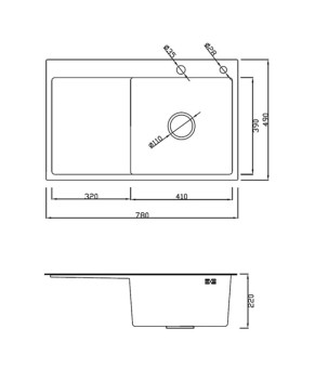 Кухонная мойка из нержавеющей стали Dusel DS50678-1LNG 780*490*230 Left (Nano Grey)