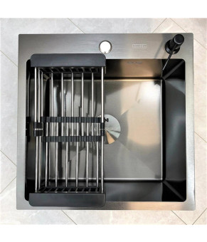 Кухонная мойка из нержавеющей стали SS304 DS50560-2NB (600*500*220мм) Nano Black) DS50560-2NB