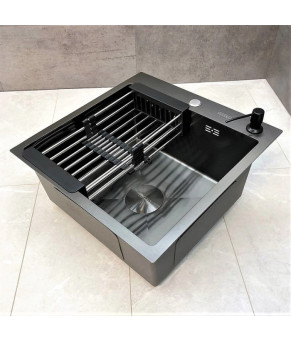 Кухонная мойка из нержавеющей стали SS304 DS50560-2NB (600*500*220мм) Nano Black) DS50560-2NB