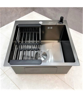 Кухонная мойка из нержавеющей стали SS304 DS50560-2NB (600*500*220мм) Nano Black) DS50560-2NB