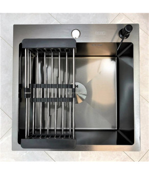 Мийка кухонна з нержавіючої сталі SS304 DS50550-1NB 500*500*220 (Nano Black)