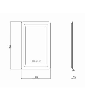 Дзеркало Qtap Mideya з антизапотіванням (DC-F912) 600х800 QT2078F912W